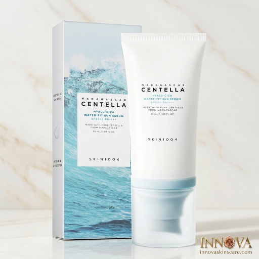 Korean lightweight hydrating sun serum by SKIN1004